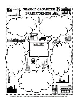 Preview of Graphic Organizer for Brainstorming In The City Theme Fully Editable