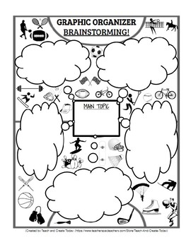 Preview of Graphic Organizer for Brainstorming Sports Theme Fully Editable