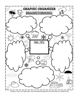 Preview of Graphic Organizer for Brainstorming Weather Theme Fully Editable