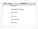 Graphic Organizer for Text Evidence and Elaboration