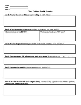Preview of Graphic Organizer for Word Problems