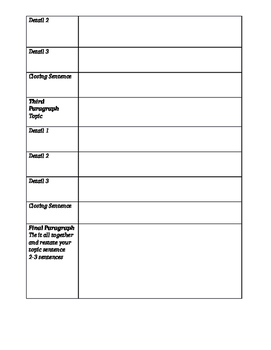 Graphic Organizer for Writing - Personal Narrative by Called 2 Teach