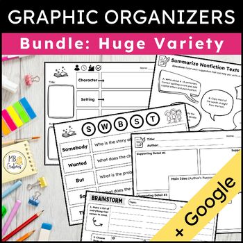 Preview of Graphic Organizer Writing Templates for Elementary Students with Google Slides