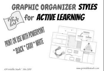 Preview of Graphic Organizers | 25 plus Styles | Low Ink Black & White