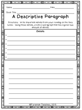 graphic organizers a descriptive paragraph and nouns nouns everywhere