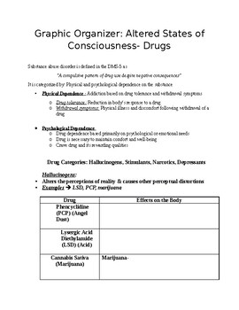 Preview of Graphic Organizers : Drugs and their effect on the body