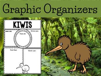 Preview of Graphic Organizers Bundle : Kiwis, Kiwi Bird - Oceania Animals :New Zealand