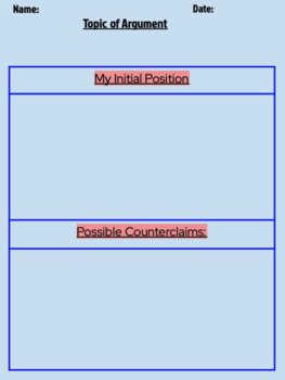 Preview of Graphic Organizers - Planning/Researching Argumentative Essays (PDF/Digital)