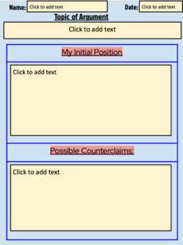 Preview of Graphic Organizers: Planning/Researching for Argumentative Essays