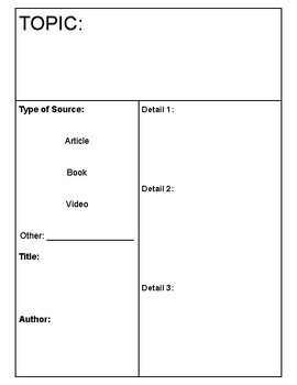 Preview of Graphic Organizers (Research and Literary Writing)