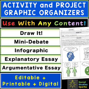 Preview of Graphic Organizers for Activities & Essays - Editable - Any High School Subject