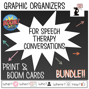 Preview of Graphic Organizers for Conversations Speech Therapy | Print & Boom Cards™ BUNDLE