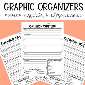 Preview of Graphic Organizers for Paragraph Writing: Opinion, Narrative, & Informational