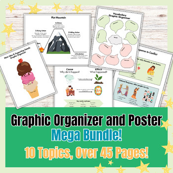 Preview of Graphic Organizers for Reading Comprehension and Classroom Poster Bundle 
