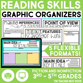 Preview of Reading Skills Graphic Organizers Fiction Nonfiction Standards Aligned 3rd - 5th