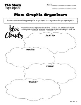 Preview of Graphic Organizers for TAB or Choice-Based Art Studio Projects - Idea Generators