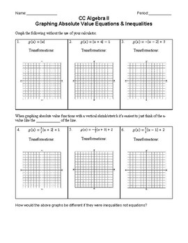 Preview of Graphing Absolute Value Equations and Inequalities (Guided Notes)