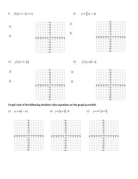 Graphing Absolute Value Functions Worksheet by Math With Marie | TpT