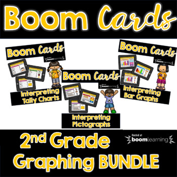 Preview of Graphing BOOM Card BUNDLE | Interpreting Graphs 2nd Grade  | Distance Learning