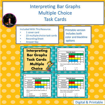 Preview of Graphing: Bar Graphs Task Cards or Scoot Game