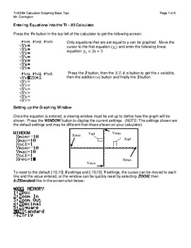 Preview of Graphing Basics on TI-83/84 Graphing Calculators