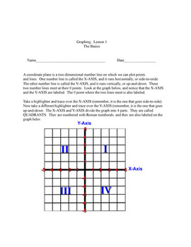 Preview of Graphing Booklet #1:  The Basics of the Coordinate Plane