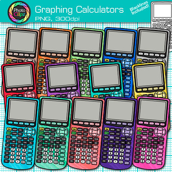 Preview of Graphing Calculator Clipart Images: 15 Math Tool Clip Art Transparent PNG B&W