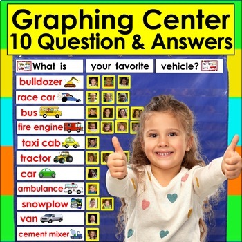 Preview of Graphing for Pocket Chart Set 2- Ten Graphing Questions & Ans. w/Graphics