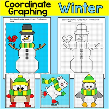 Preview of Plotting Points on a Coordinate Grid Winter Math Worksheets