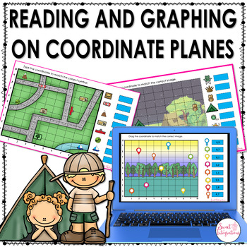 Preview of Graphing Coordinates On a Plane - Camping Theme - Google Slides Included