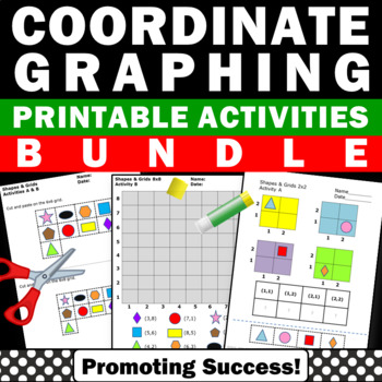 Preview of Graphing Coordinates Plotting Ordered Pairs 4th 5th Grade Math Review BUNDLE