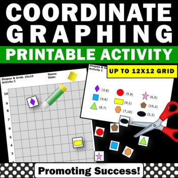 Preview of Graphing Coordinates Plotting Ordered Pairs Math Cut & Paste Worksheets 4th 5th