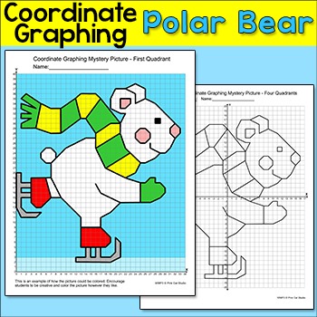 Preview of Polar Bear Winter Math Coordinate Graphing Picture - Plotting Ordered Pairs