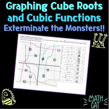 Preview of Graphing Cube Roots & Cubic Functions Fun Monsters Graphing Worksheet!