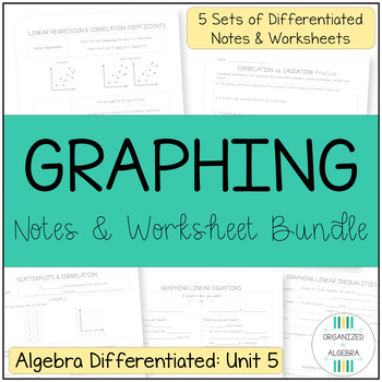 Preview of Graphing Algebra Differentiated Guided Notes and Practice Worksheet BUNDLE
