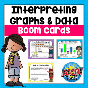 Preview of Graphing Digital Boom Cards- Bar Graphs, Pictographs, Line Plots