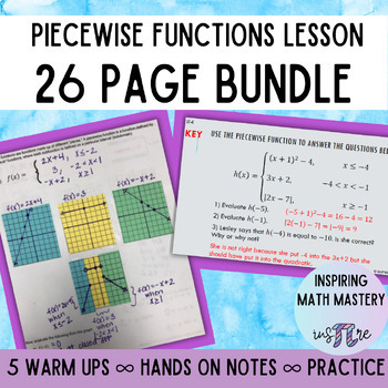 Preview of Graphing & Evaluating Piecewise Functions Warm Up, Lesson Notes, Practice BUNDLE