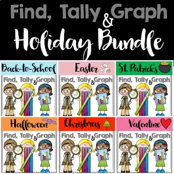Preview of Graphing: Find, Tally and Graph- Holidays Bundle