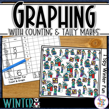 Preview of Graphing with counting, tally marks & graphing sheets - I Spy WINTER