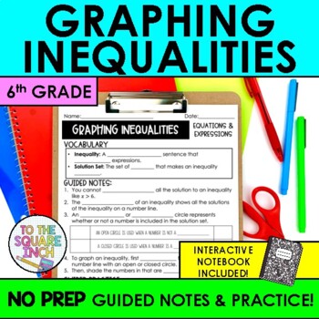 Preview of Graphing Inequalities Notes & Practice |  Guided Notes | + Interactive Notebook