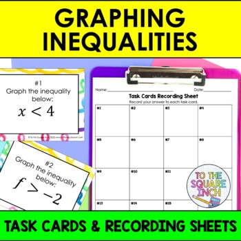 Preview of Graphing Inequalities Task Cards | Math Center Practice Activity