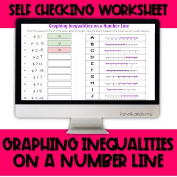 Preview of Graphing Inequalities on a Number Line Self Checking Digital Worksheet