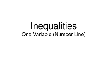 Preview of Graphing Inequalities on the Number Line