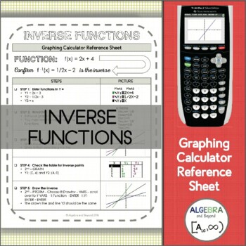 Preview of Graphing Inverse Functions | TI-84 Calculator Reference Sheet and Practice