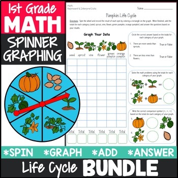 Preview of 1st Grade Math Graphing Life Cycle Theme Activity Bundle {Math Center 1st Grade}