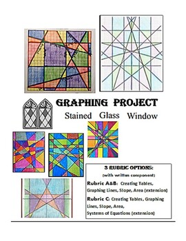 Preview of Graphing Linear Art Project/Activity (3 rubrics ALL Grades) No Prep STEM