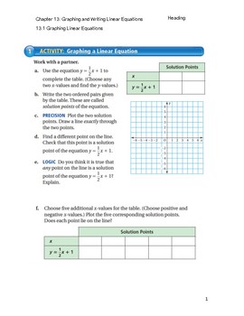 Preview of Graphing Linear Equ Guided Notes Big Ideas Math Red Accel: 7th Grade Chapter 13