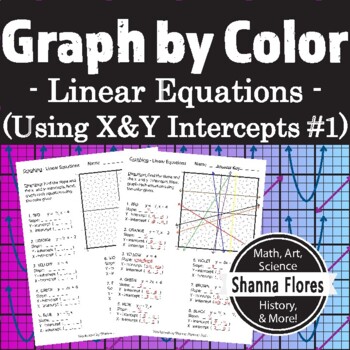 Preview of Graphing Linear Equations #1, By Color, Finding Slope and X- & Y-intercepts