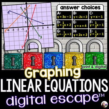 Preview of Graphing Linear Equations Digital Algebra 1 Escape Room Activity
