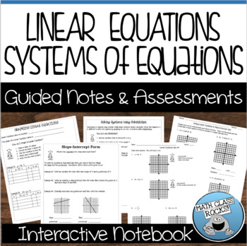 Preview of GRAPHING LINEAR EQUATIONS SOLVING SYSTEMS  GUIDED NOTES AND ASSESSMENTS